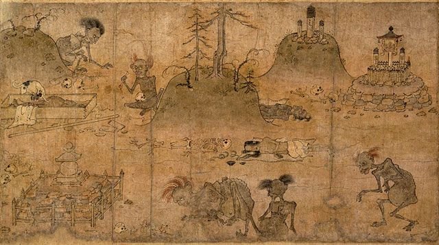 The Gaki Zoshi or Hungry ghosts depicted in a 12th century japanese buddhist text