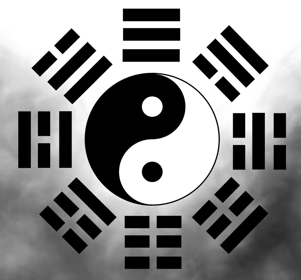 Yin Yang image with trigrams surrounding